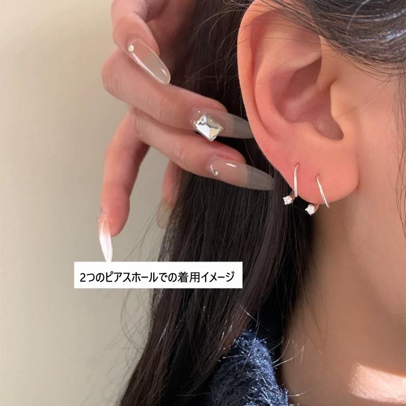 S925 シルバー ぐるぐる巻き ピアス 軟骨ピアス   フープ風  金属アレルギー ゴールド シルバー 小ぶり | 9枚目
