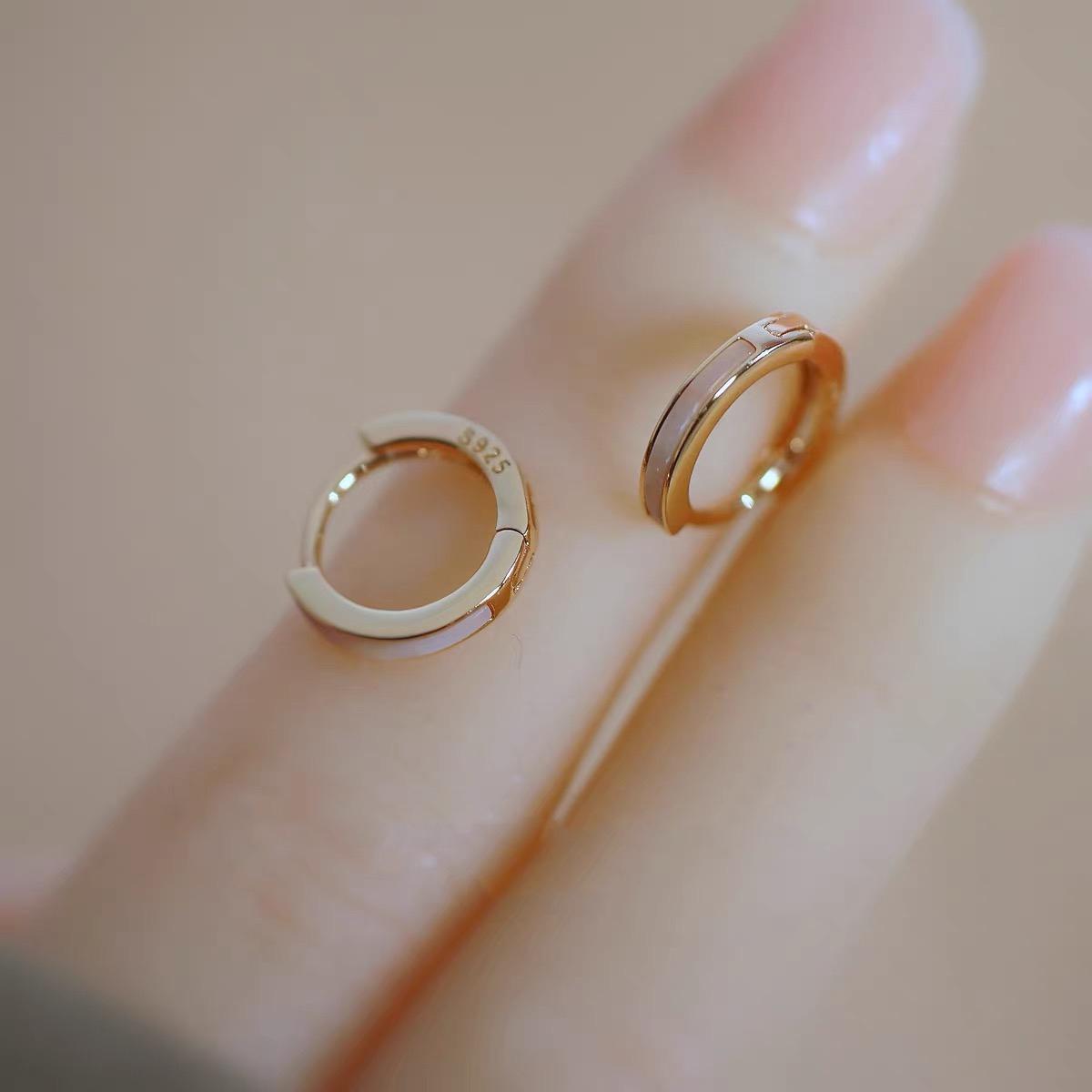 S925 ピンクゴールド 天然シェル フープピアス 金属アレルギー対応 つけっぱなし セカンドピアス 小さめ 小ぶり | 5枚目