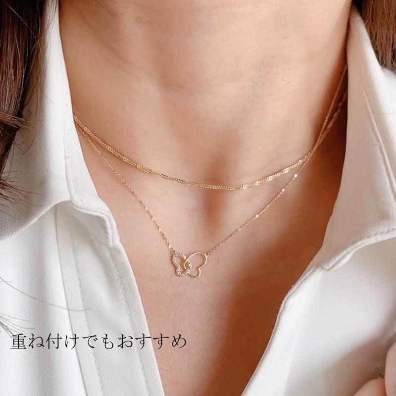 S925製 ダブルハート 蝶々 バタフライ ネックレス ゴールド ジルコニア 金属アレルギー対応 プレゼント | 6枚目